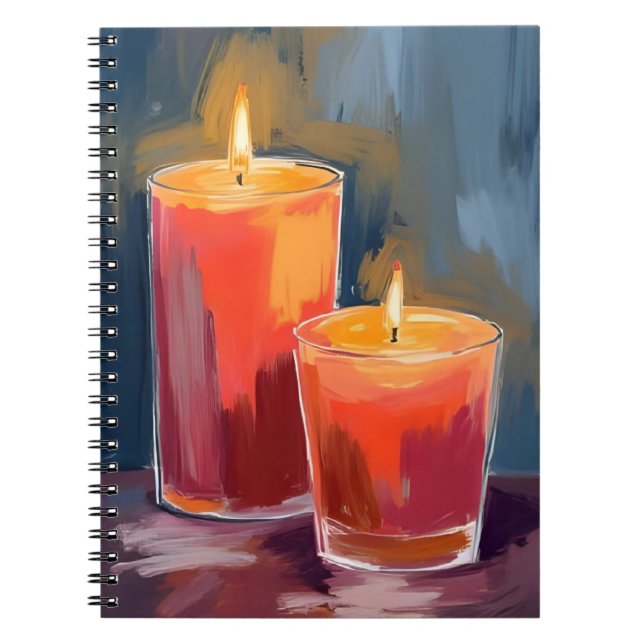 Red Holiday Candles Watercolor Holiday Anteckningsbok (Framsidan)
