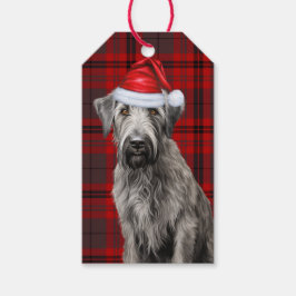 Red Holiday Plaid Irish Wolfhound Dog Christmas Presentetikett