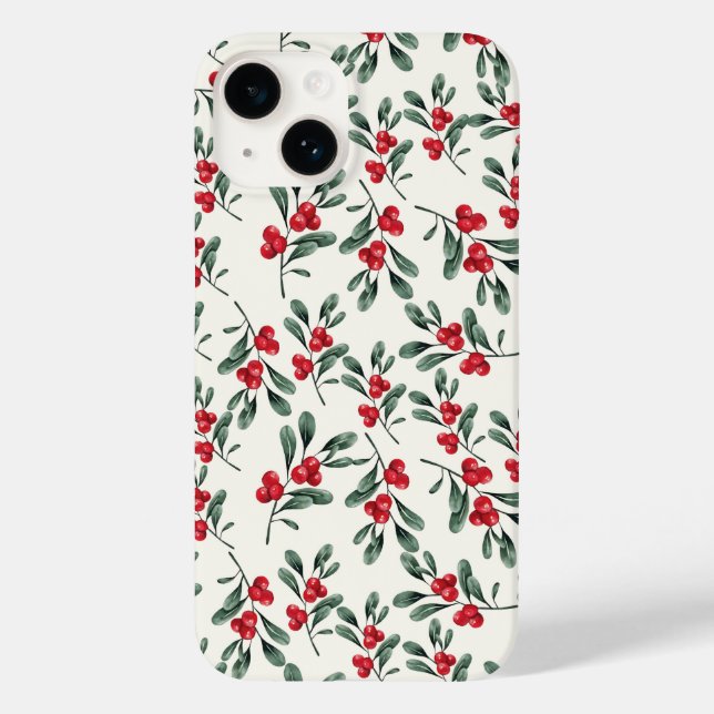 Red Holly-bär Grönt mistletoe löv (Baksida)