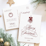 Red Holly Berry Bouquet Romantic God jul Vykort<br><div class="desc">Det här enkla julkortet har elegant och romantisk,  snabbt kalligrafibrev med en vinter-berusbukett och anpassningsbar på baksidan. Om du vill ha en mer avancerad anpassning av den här designen klickar du på BLUE DESIGN VERKTYG ovan!</div>