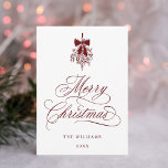 Red Holly Berry Bouquet Romantic-julfoto Julkort<br><div class="desc">Den här enkla julklappen har elegant och romantisk kalligrafi-skrift med en vinter-berusbukett och ett foto på baksidan. Om du vill ha en mer avancerad anpassning av den här designen klickar du på BLUE DESIGN VERKTYG ovan!</div>