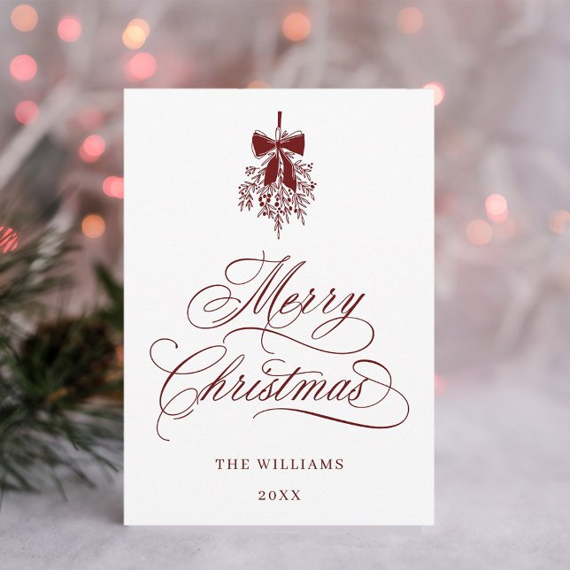 Red Holly Berry Bouquet Romantic-julfoto Julkort (Skapare uppladdad)