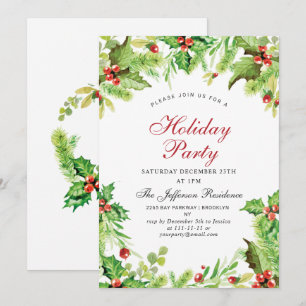 Red Holly Berry Mistletoe-julets Julfest Inbjudningar