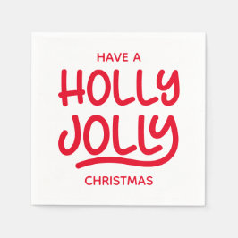 Red Holly Jolly Typography Pappersservett