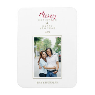 Red Holly Minimalist Chic Jul Photo Family Magnet