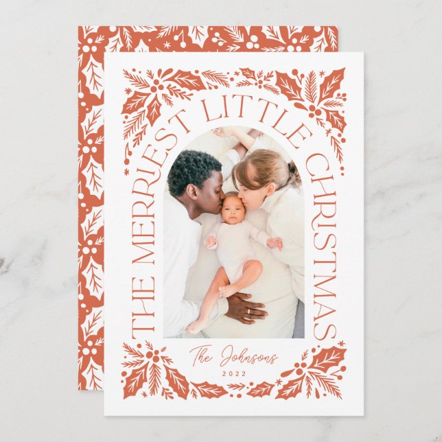 Red Holly Photo Arch | Merriest Little jul Julkort (Fram/baksida)