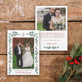 Red Holly Ram Merry & Married julfoto Julkort
