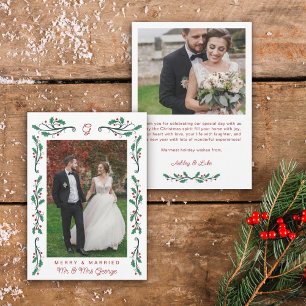 Red Holly Ram Merry & Married julfoto Julkort