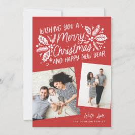 Red Holly Tiled Snapshot 2 Photo jul Julkort