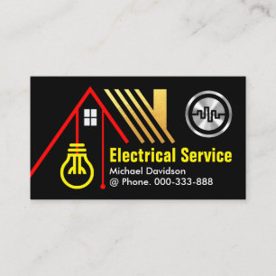 Red Home Power Line Electrical Visitkort