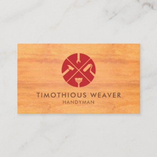 Red Home Reair Logotyp Wood Grain Visitkort