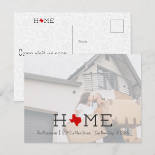 Red HOME Texas Flytta Announcement Postcard Vykort