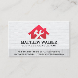 Red Home Wrench Logotyp Hemreparationstjänster Visitkort
