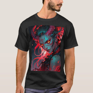 Red Horned Anime Girl T Shirt