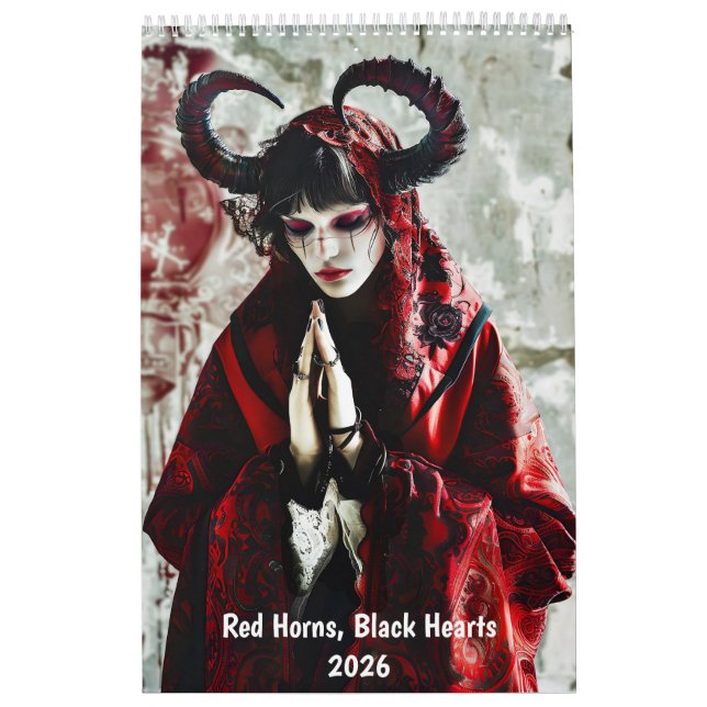 Red Horns, Black Hearts - Gothic Style Calendar Kalender (Omslag)