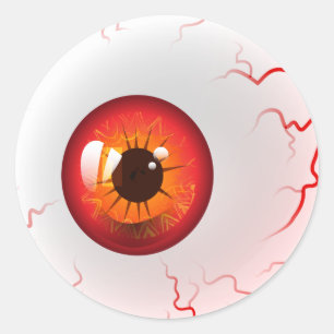 Red Horror Eyeball Runt Klistermärke