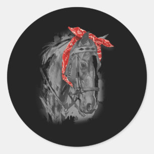Red Horse Bandana för Runt Klistermärke