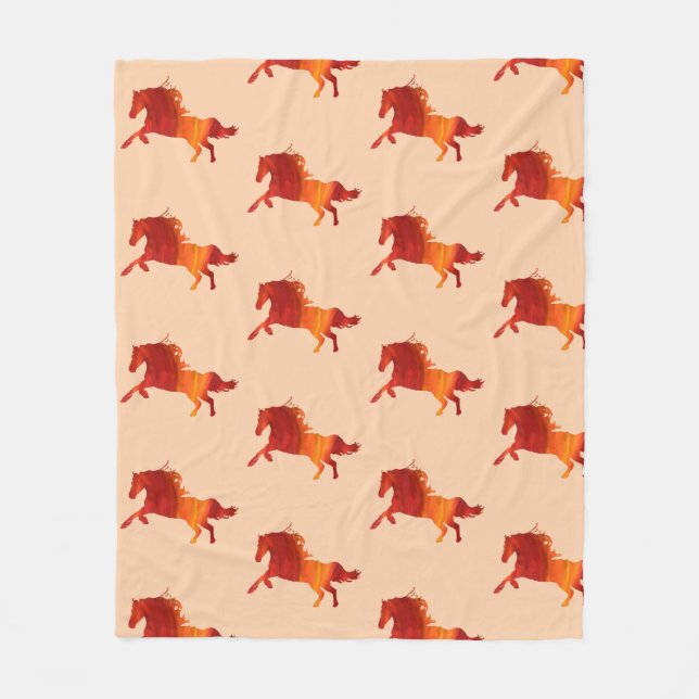 Red horse, fire horse art Fleece Blanket (Framsidan)