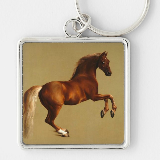 RED HORSE FYRKANTIG SILVERFÄRGAD NYCKELRING (Framsidan)