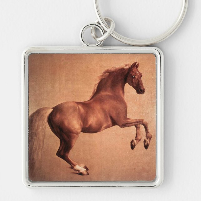 RED HORSE FYRKANTIG SILVERFÄRGAD NYCKELRING (Framsidan)
