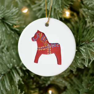 Red Horse Julgransprydnad Keramik