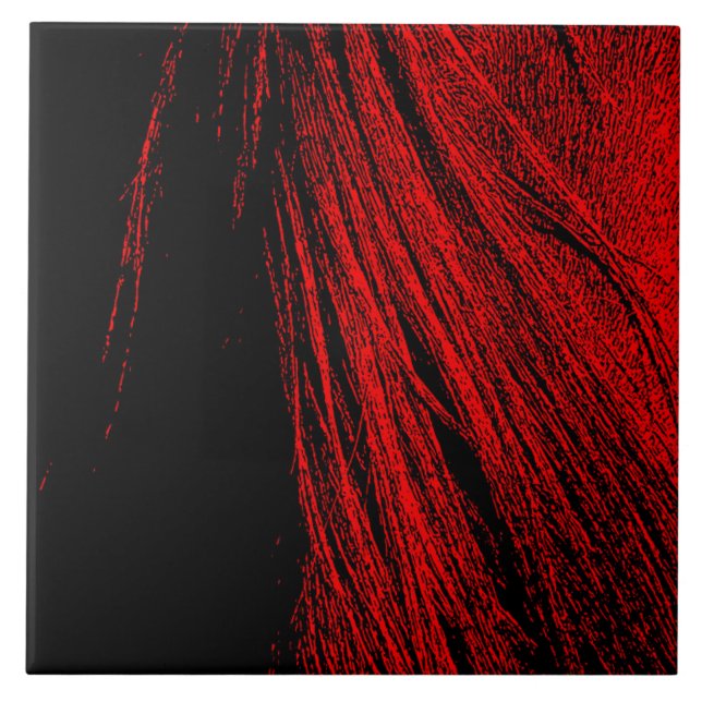 Red Horse Mane Abstrakt Ceramic Tile Kakelplatta (Framsidan)