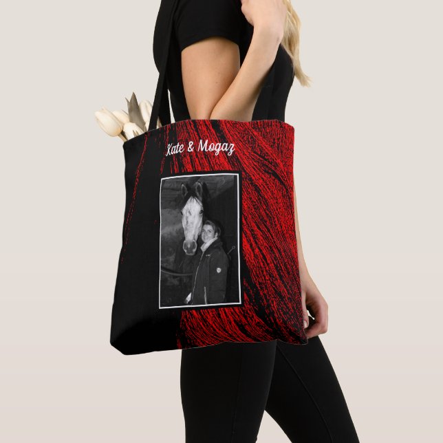 Red Horse Mane Abstrakt Photo Tote Bag Tygkasse (Närbild)