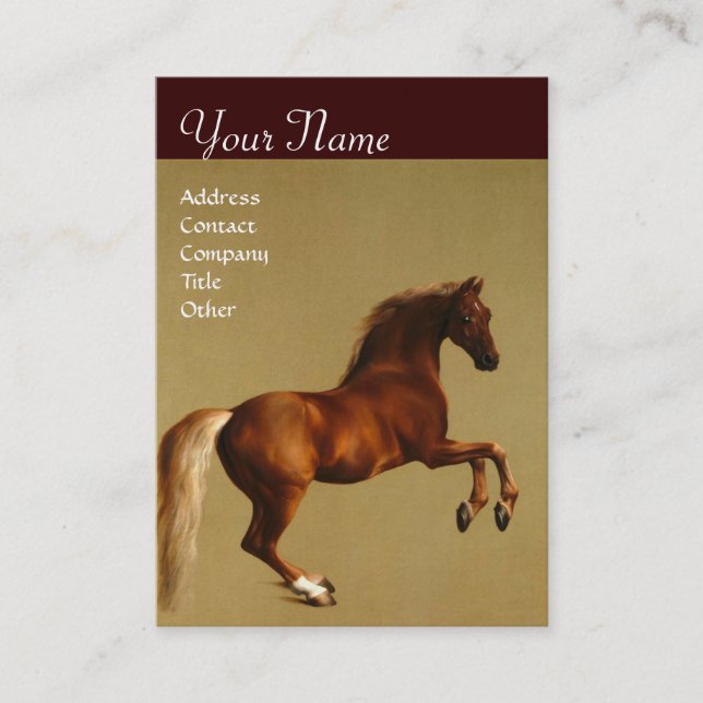 RED HORSE Monogram Guld Metallic Visitkort (Framsida)