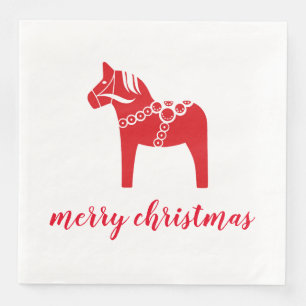Red Horse Scandinavian Nordic God jul Pappersservett