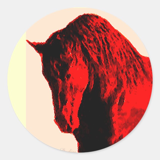 Red Horse Stickers Runt Klistermärke (Framsida)