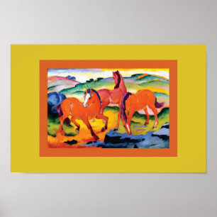 Red Horses av Franz Marc Poster