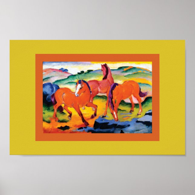 Red Horses av Franz Marc Poster (Framsidan)
