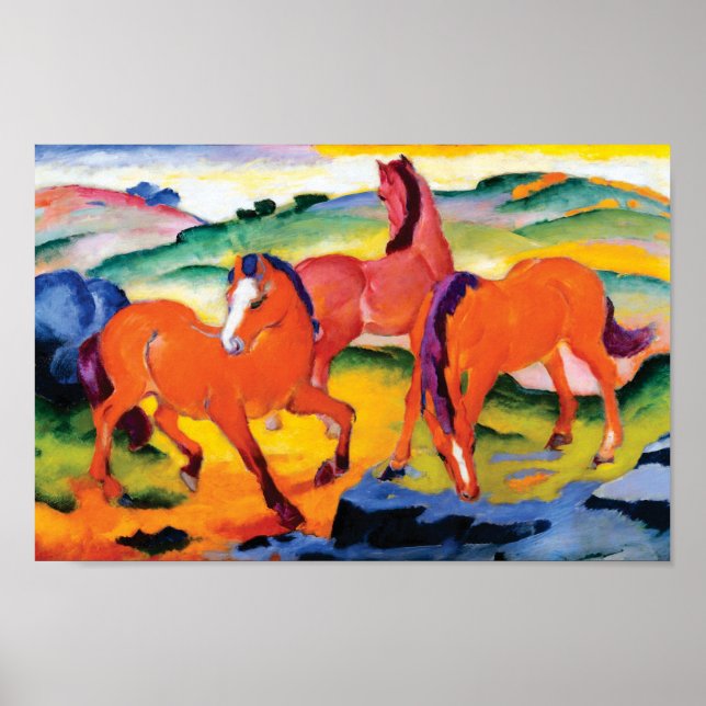 Red Horses av Franz Marc Poster (Framsidan)