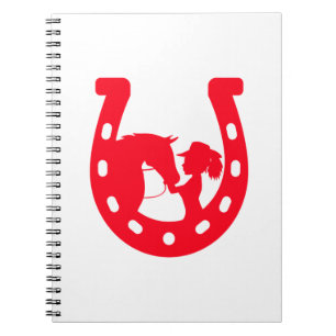 Red Horseshoe Girl and Horse Anteckningsbok