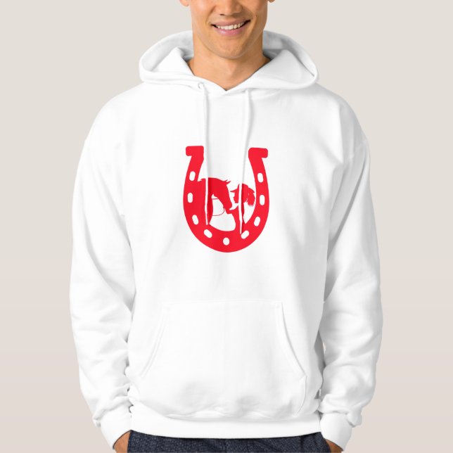 Red Horseshoe Girl and Horse Hoodie (Framsida)