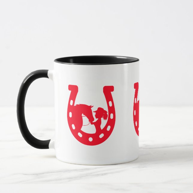 Red Horseshoe Girl and Horse Mugg (Vänster)
