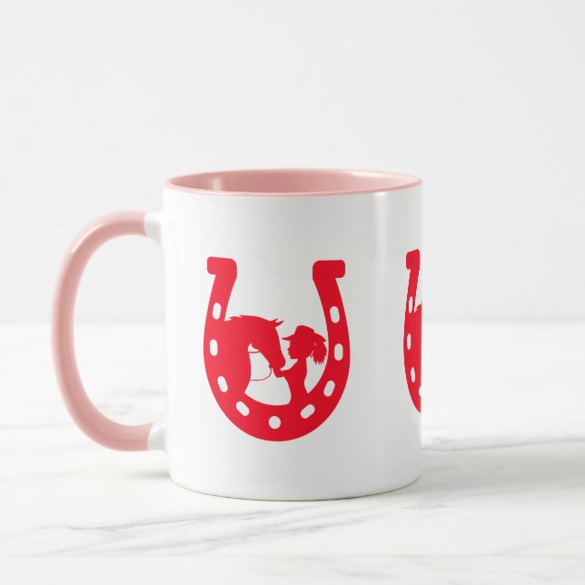 Red Horseshoe Girl and Horse Mugg (Vänster)