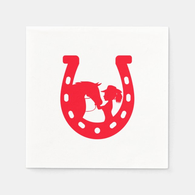 Red Horseshoe Girl and Horse Pappersservett (Framsidan)
