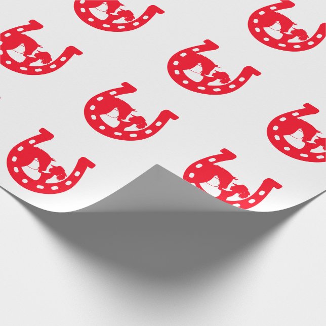 Red Horseshoe Girl and Horse Presentpapper (Hörn)