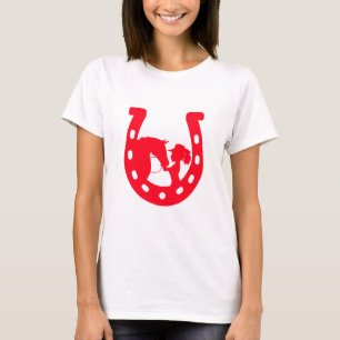 Red Horseshoe Girl and Horse T Shirt