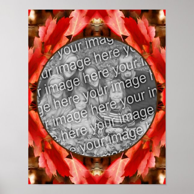 Red Höst löv Natature Ram lägger till ditt foto Poster (Framsidan)