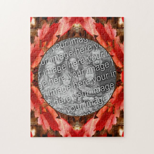 Red Höst löv Natature Ram lägger till ditt foto Pussel (Vertikal)