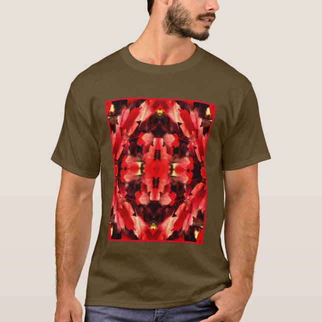 Red Höst löv Nature Painting Abstrakt T Shirt (Framsida)