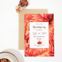 Red Höst löv Pumpkin Thanksgiving Inbjudningar