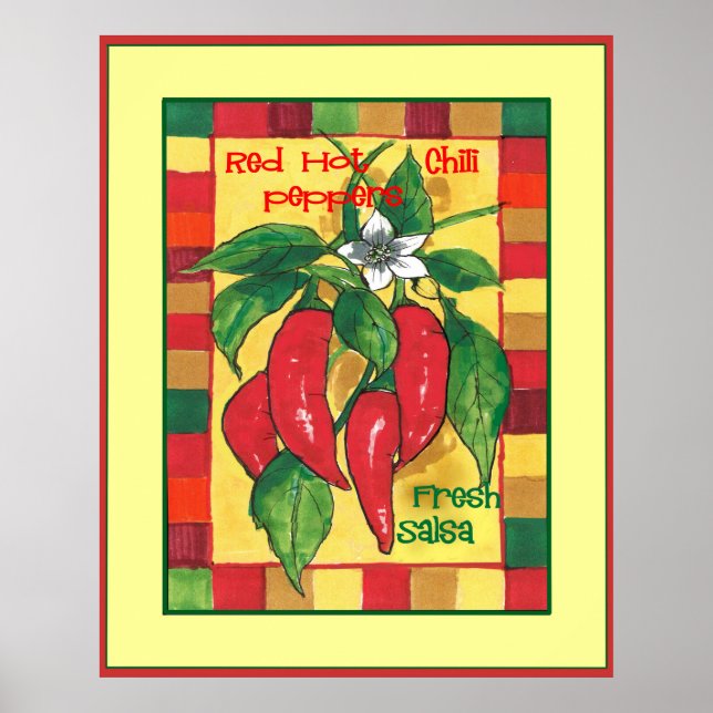 Red Hot Chili Peppers på vinranka Färgglatt kakelm Poster (Framsidan)