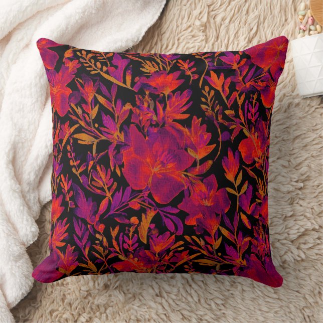 Red hot floral pattern kudde (Filt)