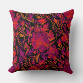 Red hot floral pattern kudde
