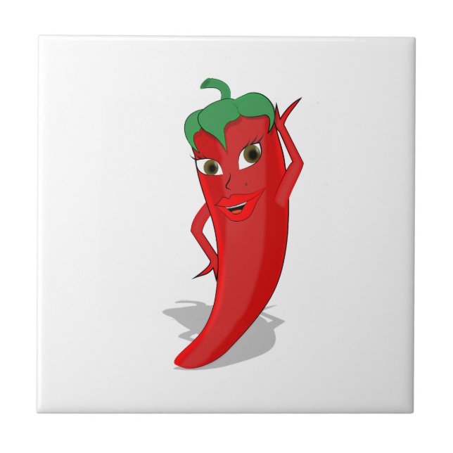 Red Hot Pepper Diva Kakelplatta (Framsidan)