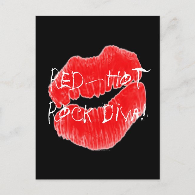Red Hot Rock Diva Lips IV Vykort (Framsida)