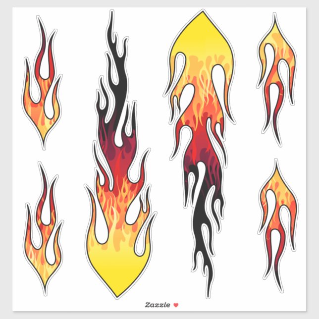 Red Hot rod Flames Klistermärken (Ark)
